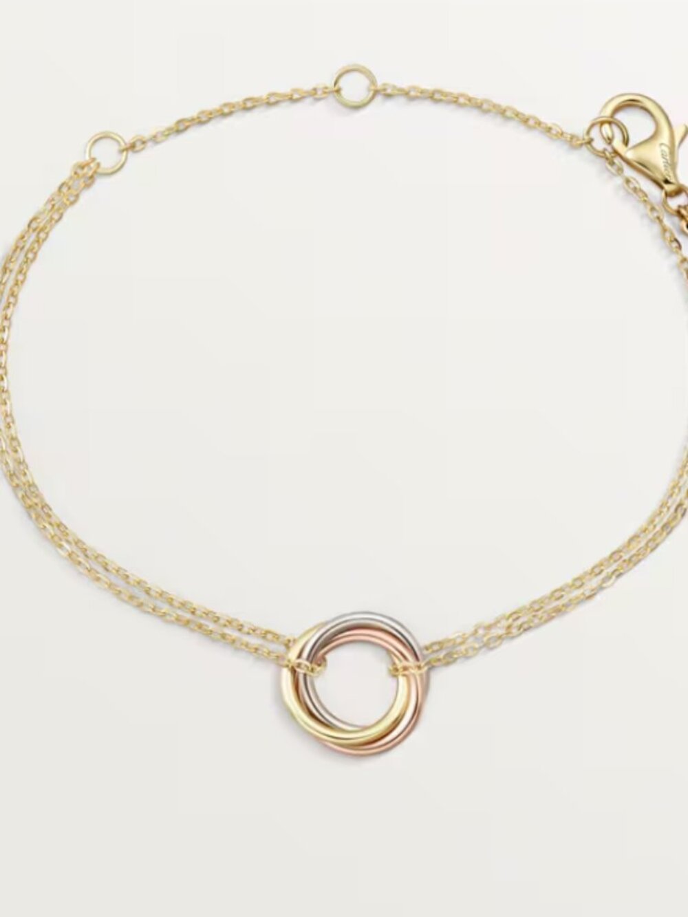 Cartier Trinity Tri-Color Bracelet, on Chain